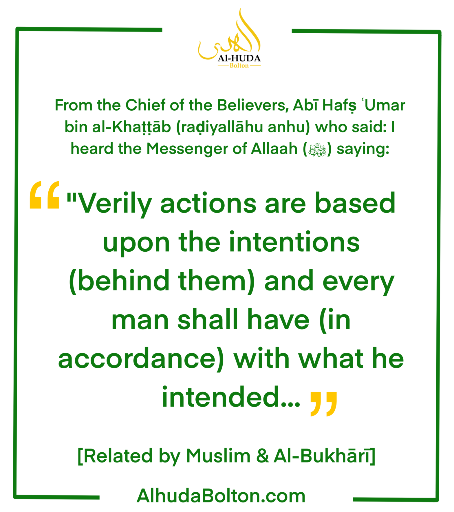 Weekly Hadith: Actions are by their Intentions